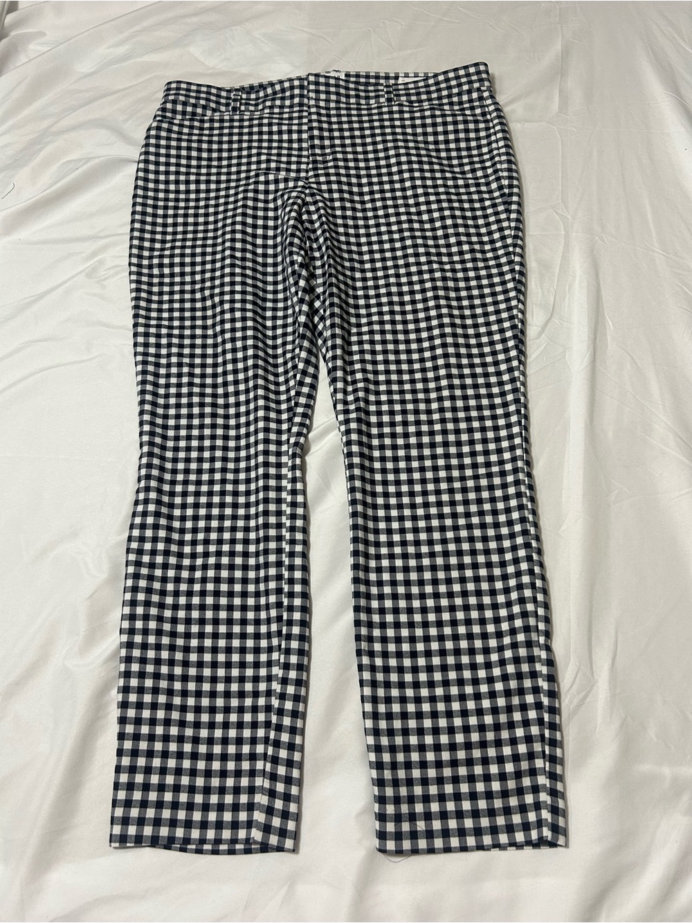 Gap Womens 14 Pants Black White Gingham Plaid Signature Skinny Ankle High Rise